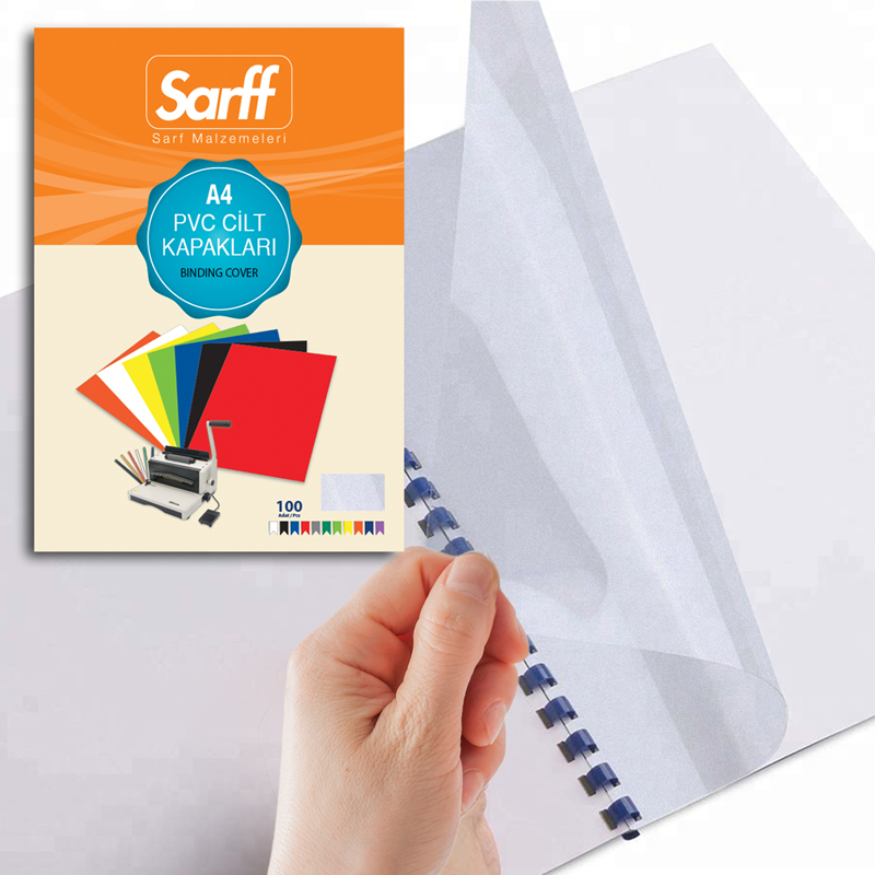 SARFF A4 BUZLU ŞEFFAF PVC CİLT KAPAKLARI - 100ADET
