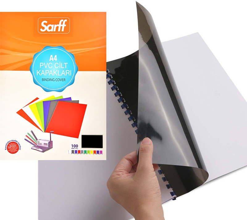 SARFF A4 OPAK SİYAH PVC CİLT KAPAKLARI - 100ADET