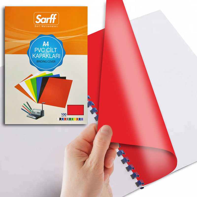 SARFF A4 OPAK KIRMIZI PVC CİLT KAPAKLARI - 100ADET