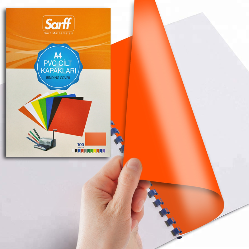 SARFF A4 OPAK TURUNCU PVC CİLT KAPAKLARI - 100ADET
