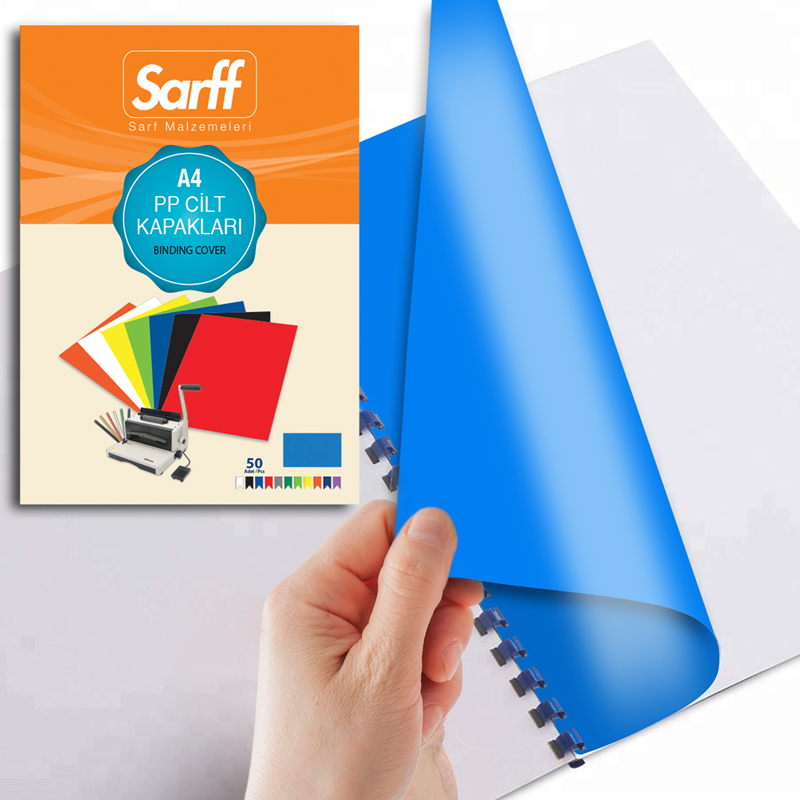 SARFF PP 450MIC A4 OPAK MAVİ CİLT KAPAKLARI - 50ADET