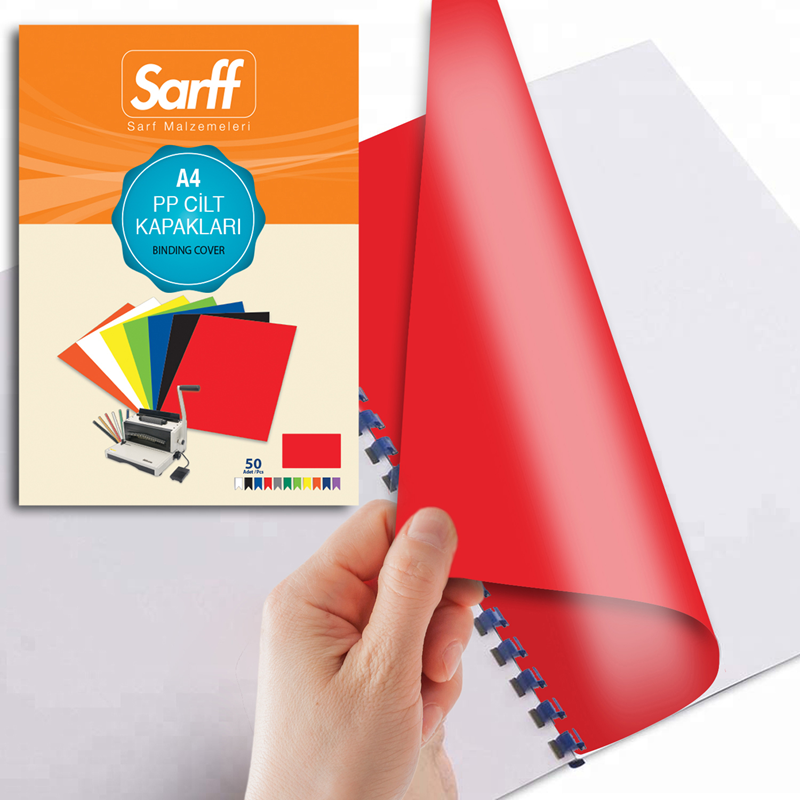 SARFF PP 450MIC A4 OPAK KIRMIZI CİLT KAPAKLARI - 50ADET