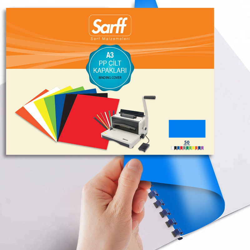 SARFF PP 450MIC A3 OPAK MAVİ CİLT KAPAKLARI - 50ADET