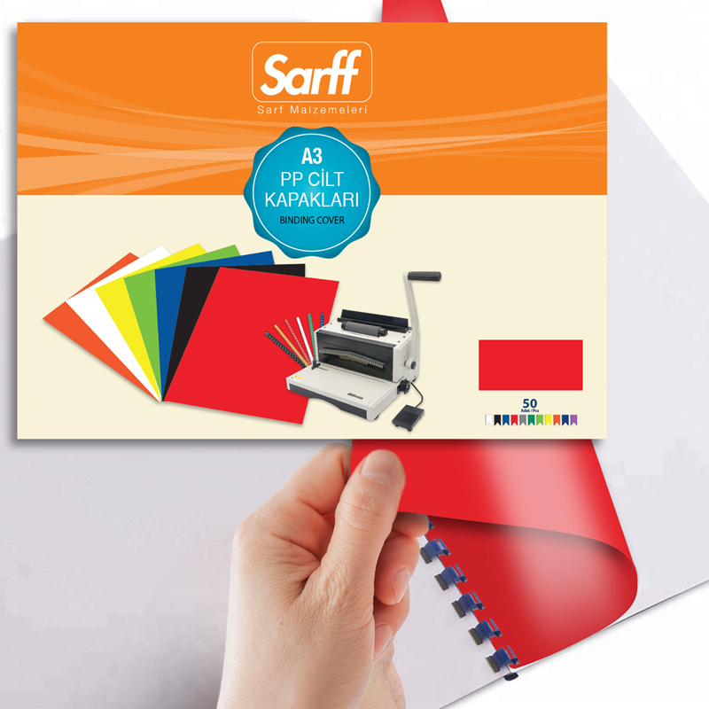 SARFF PP 450MIC A3 OPAK KIRMIZI CİLT KAPAKLARI - 50ADET