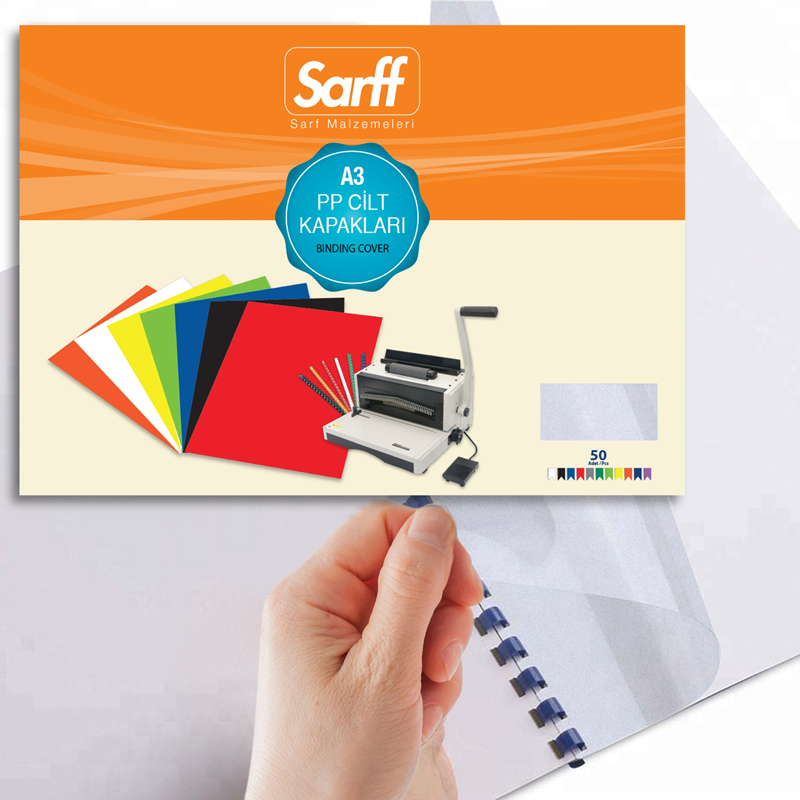 SARFF PP 450MIC A3 BUZLU ŞEFFAF CİLT KAPAKLARI - 50ADET