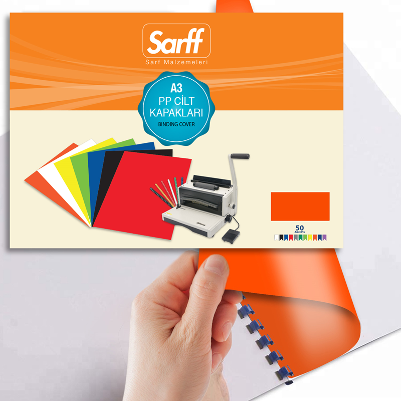 SARFF PP 450MIC A3 OPAK TURUNCU CİLT KAPAKLARI - 50ADET