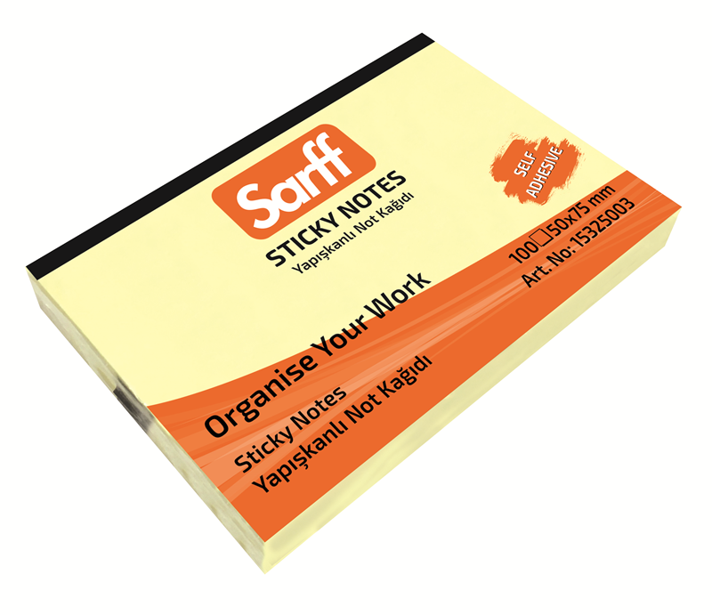 SARFF 50X75MM SARI YAPIŞKANLI NOT KAĞIDI - 100YP