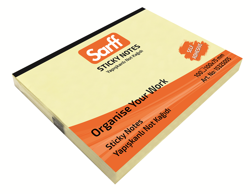 SARFF 100X75MM SARI YAPIŞKANLI NOT KAĞIDI - 100YP
