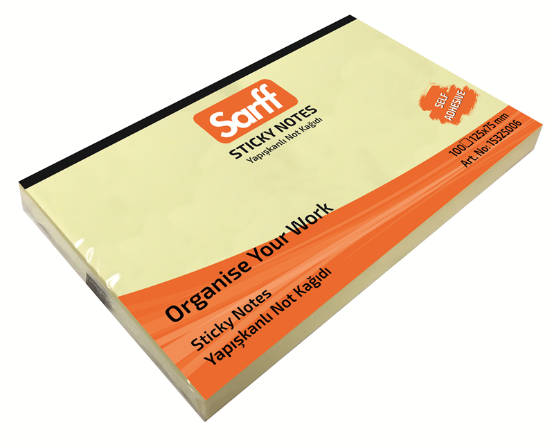SARFF 125X75MM SARI YAPIŞKANLI NOT KAĞIDI - 100YP