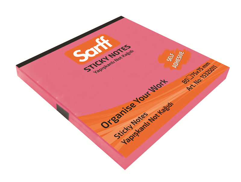 SARFF 75X75MM NEON PEMBE YAPIŞKANLI NOT KAĞIDI - 80YP